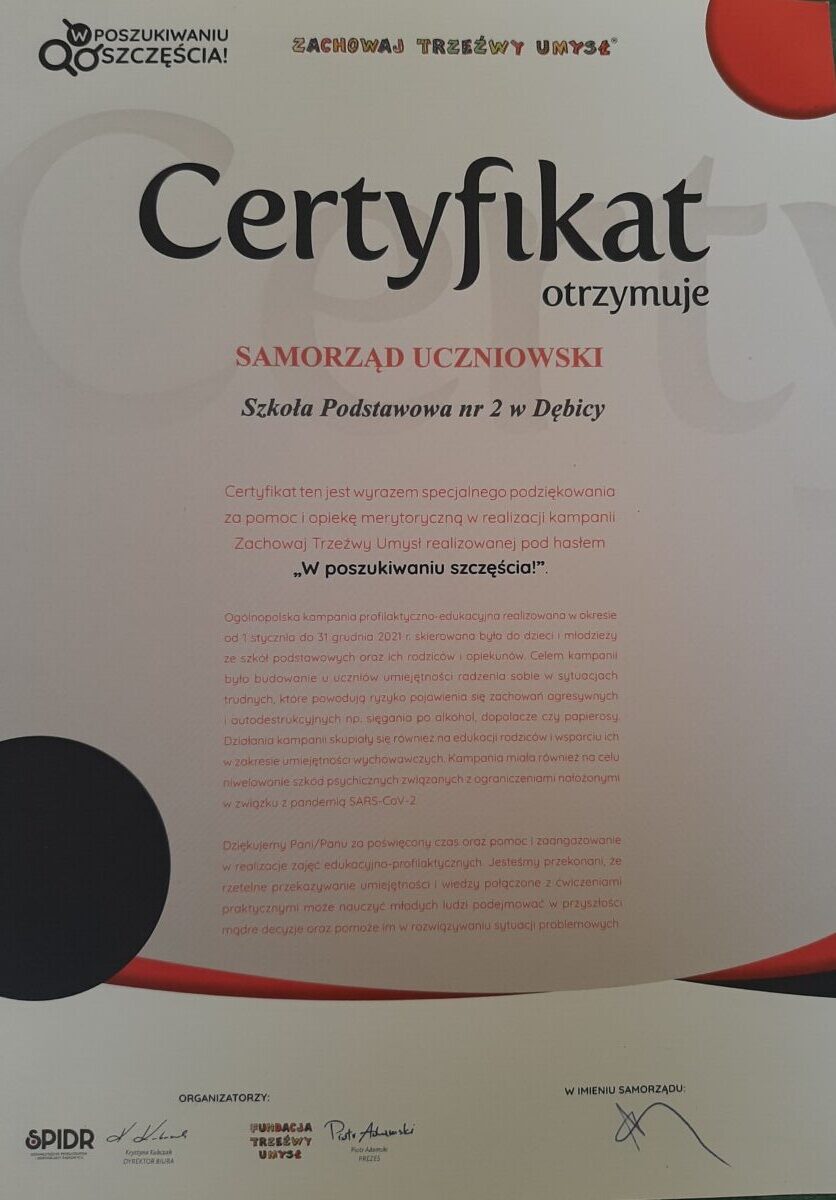 OGÓLNOPOLSKA KAMPANIA – ZACHOWAJ TRZEŹWY UMYSŁ