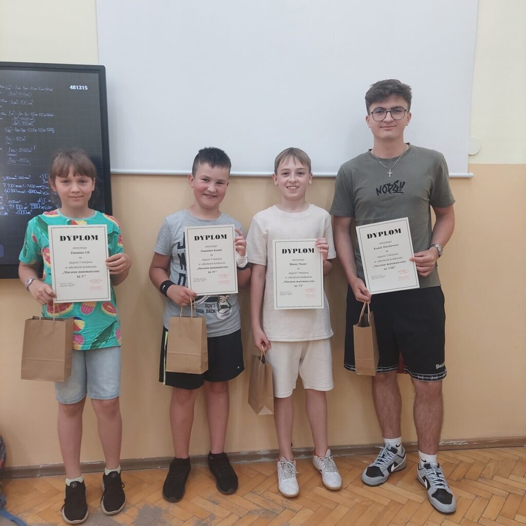 WYNIKI SZKOLNEGO KONKURSU MARATON MATEMATYCZNY